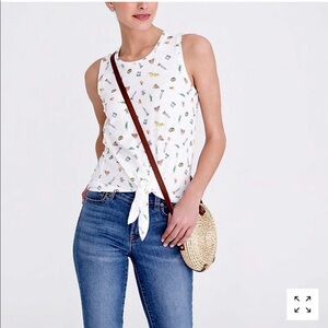 J Crew Tank Top NYC Logo motif with tie knot bottom